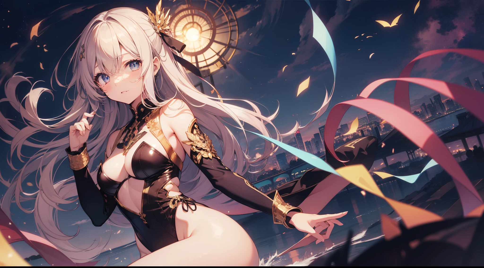 ((2D Beautiful Girl、top-quality、perfect fingertips 1.1、Perfect Anatomy 1.1、Perfect outfit、Beautiful illustration))、cute petit girl、(transform sequence)、((leotard))、14years、a junior high school student、beautiful a girl、Fractal Art、baby-face、((stright long hair))、beatiful detailed eyes、embarrassed from、Full Body Display、(2guys)、(highleg)、Daytime schoolyard、rhythmic gymnastics、
