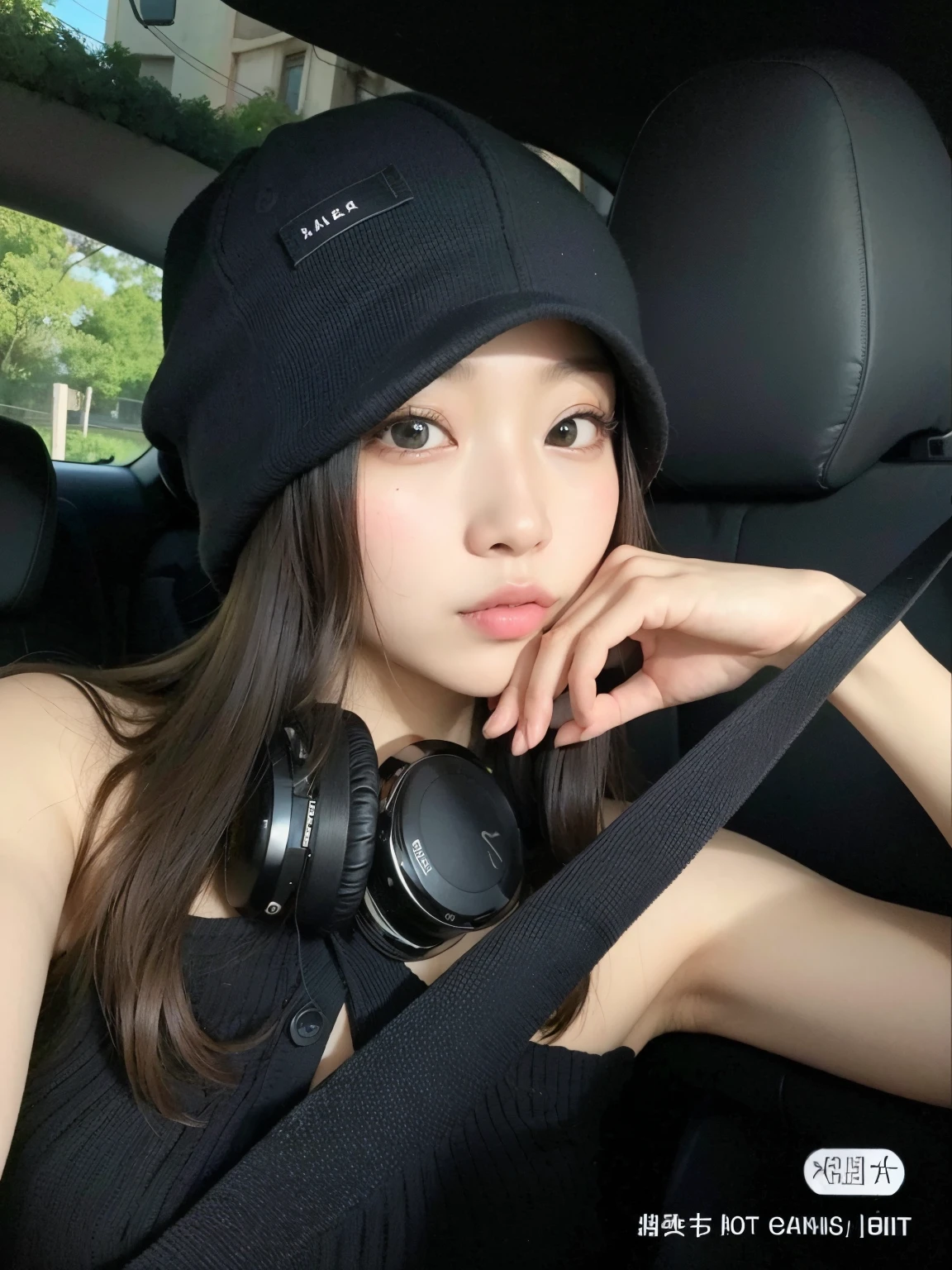 arrogant woman in a car with headphones and black hat, Ulzzang, Jaeyeon Nam,  coreana, Jinyoung Canela, dilraba dilmurat, Xintong Chen, wan adorable korean face, Mulher sul-coreana bonita, Xision Wu, Wenfei Ye, linda mulher coreana jovem, Heonhwa Choe, kanliu666