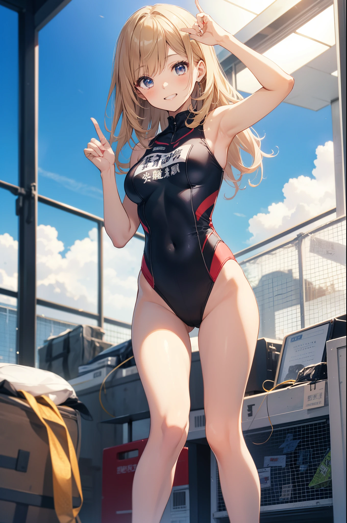 ((2D Beautiful Girl、top-quality、perfect fingertips 1.1、Perfect Anatomy 1.1、Perfect outfit、Beautiful illustration))、cute petit girl、(transform sequence)、((leotard))、ears、a junior high school student、Fractal Art、baby-face、((stright long hair))、beatiful detailed eyes、Show your teeth and smile、Full Body Display、(1人)、(cheer girl)、Large schoolyard with bright sunlight、