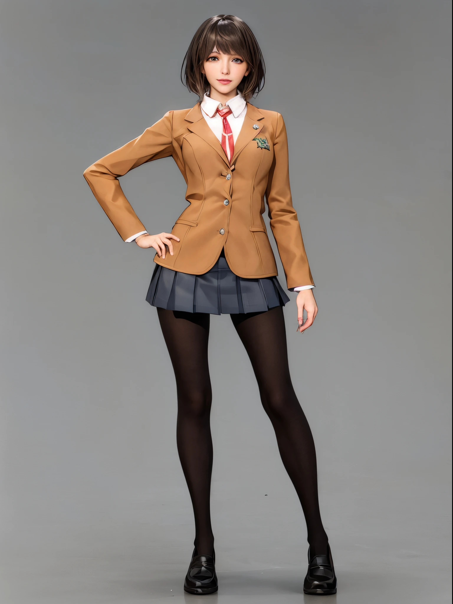 Photo of a woman in school uniform posing for a photo, magic school student uniform, realistic school girl, A surreal schoolgirl, surreal school girl, JK school uniform, 3d anime girl, Rendering of a cute 3D anime girl, photorealistic anime girl rendering, Beautiful anime high school girl, magic school uniform, Japan School Uniform