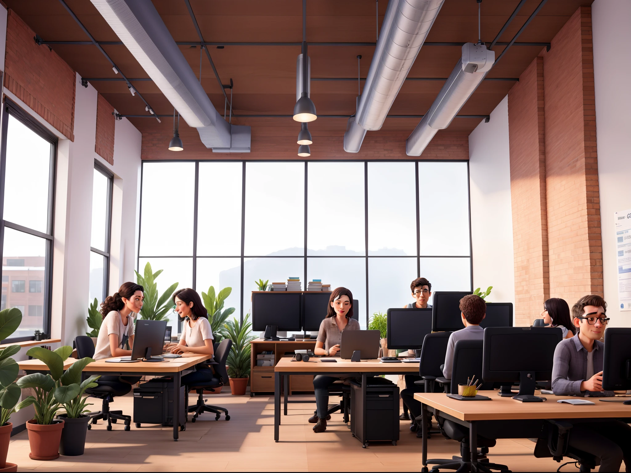 4 designers in coworking creating some work