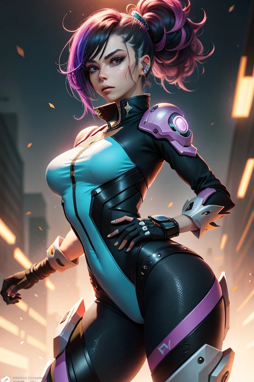 Cyber punk girl, mundo de fantasia, fundo escuro, overwatch, design limpo, epic instagram, artstation, splash de tinta colorida, contorno, hiperdetalhado intrincadamente detalhado, seios grande, motor irreal, genial, detalhe intrincado, tela inicial, cores complementares, arte conceito de fantasia, 8K分辨率, obra-prima do deviantart, oil-painting, heavy strokes, gotejamento de tinta, (isolado no fundo branco: 1.3), rainbow fur,
