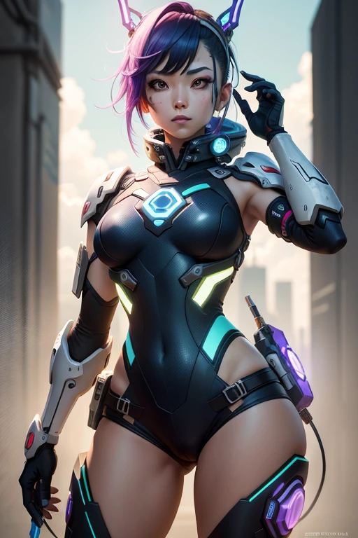 Cyber punk girl, deusa Athena, Saori Kido, mundo de fantasia, fundo escuro, overwatch, design limpo, epic instagram, artstation, splash de tinta colorida, contorno, hiperdetalhado intrincadamente detalhado, seios grande, motor irreal, genial, detalhe intrincado, tela inicial, cores complementares, arte conceito de fantasia, 8K分辨率, obra-prima do deviantart, oil-painting, heavy strokes, gotejamento de tinta, (isolado no fundo branco: 1.3), rainbow fur,