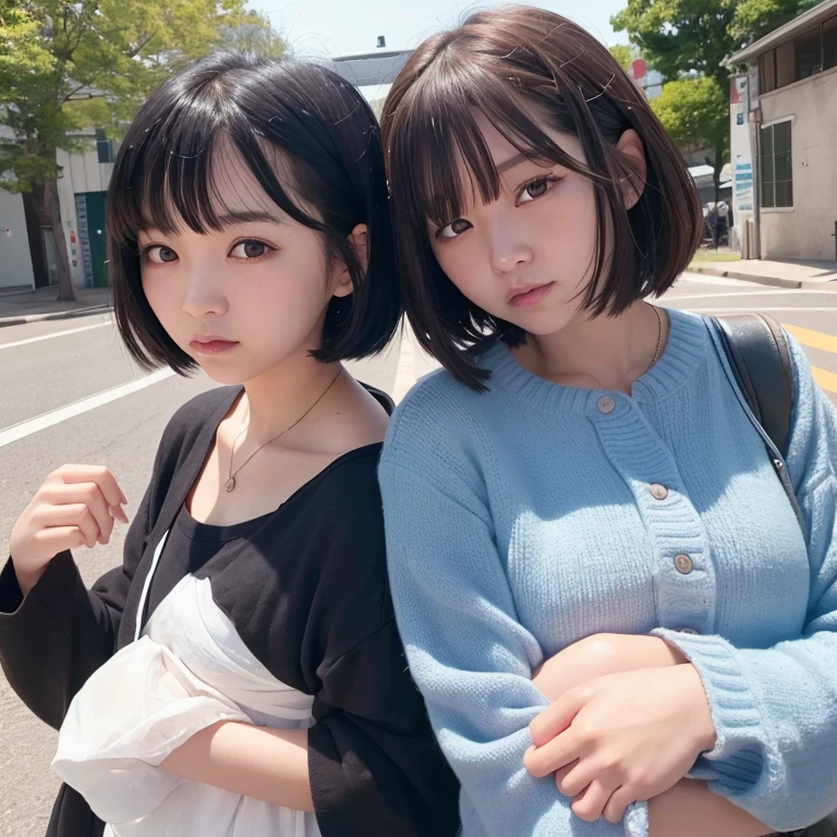 1girl in, 22year old, gradient, up looking_で_viewer, Black_hair, Solo by JM, Yoshiko Akishino, Shorthair, komono