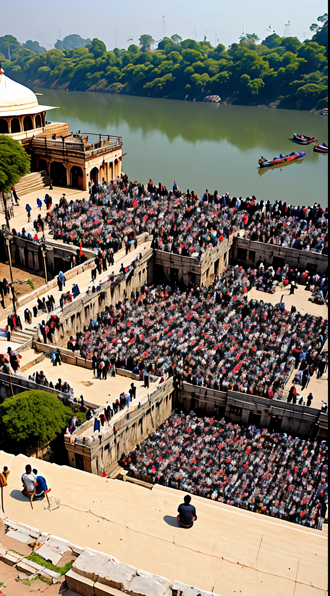 Indian people at ganga ghaat