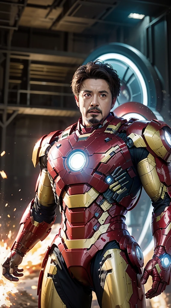 6 year old Iron Man，mighty，adolable，Hulk armor，Movie lighting，