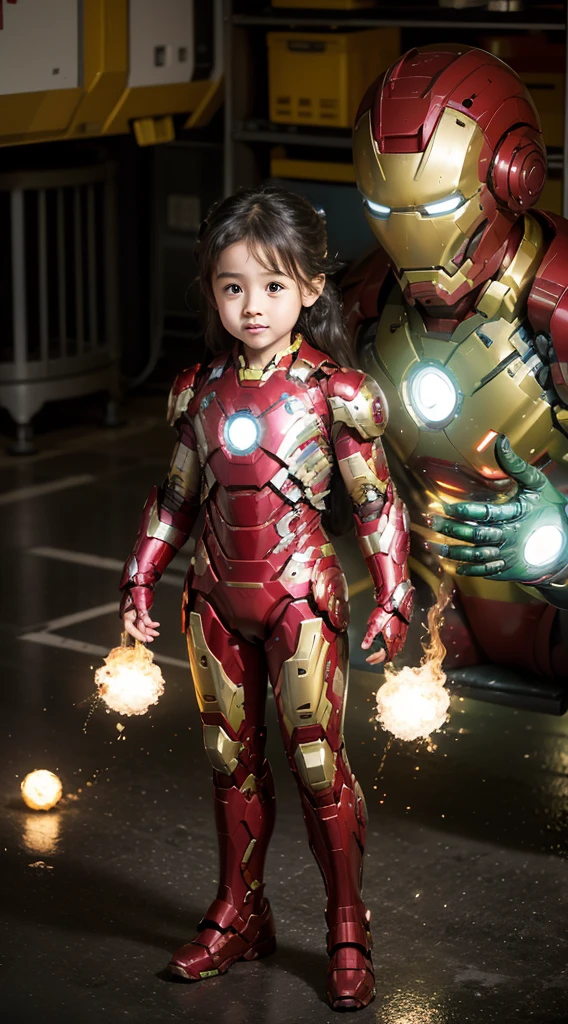 Iron Man，robust，6 year old cute，Hulk armor，电影灯光，