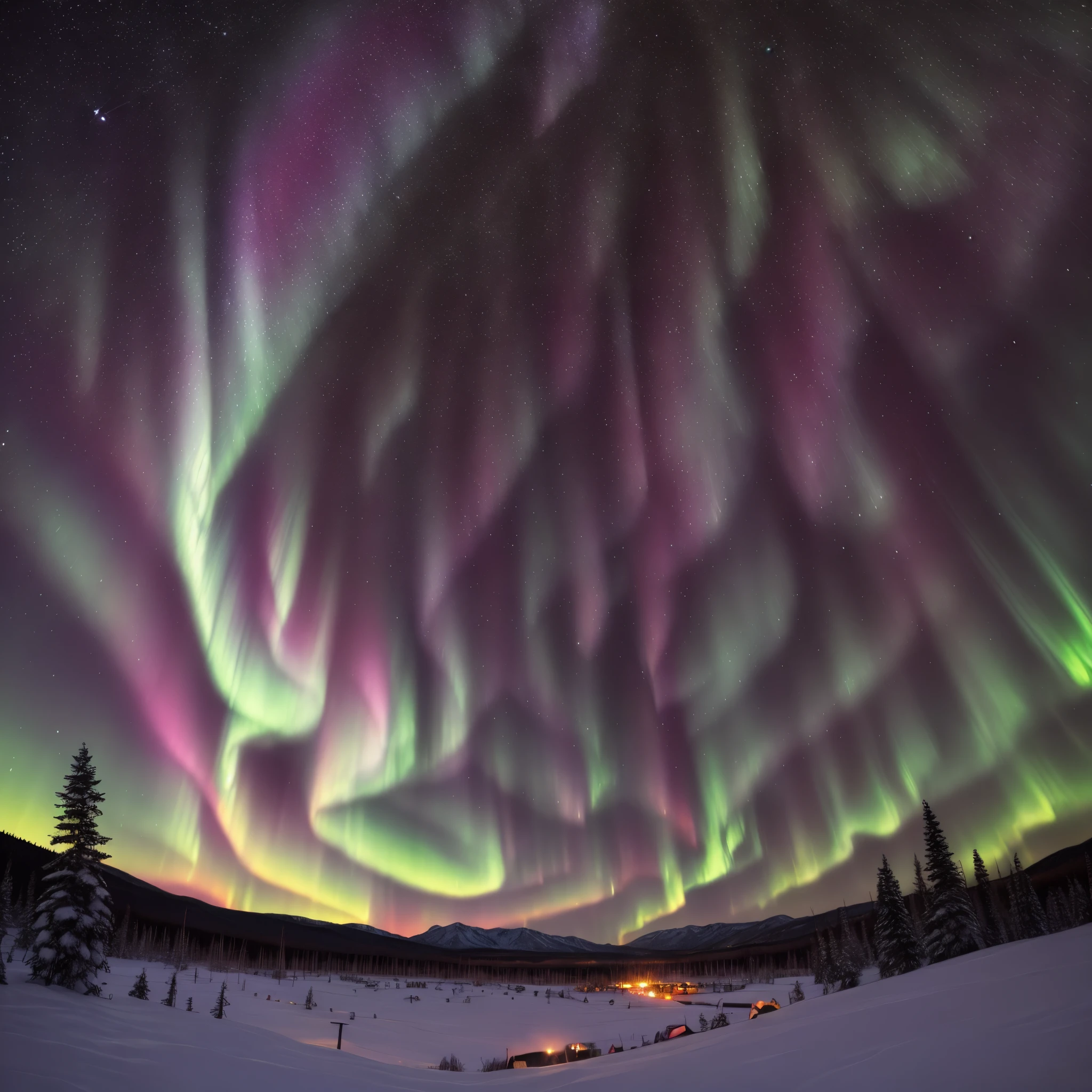Aurora nighttime scene starrysky