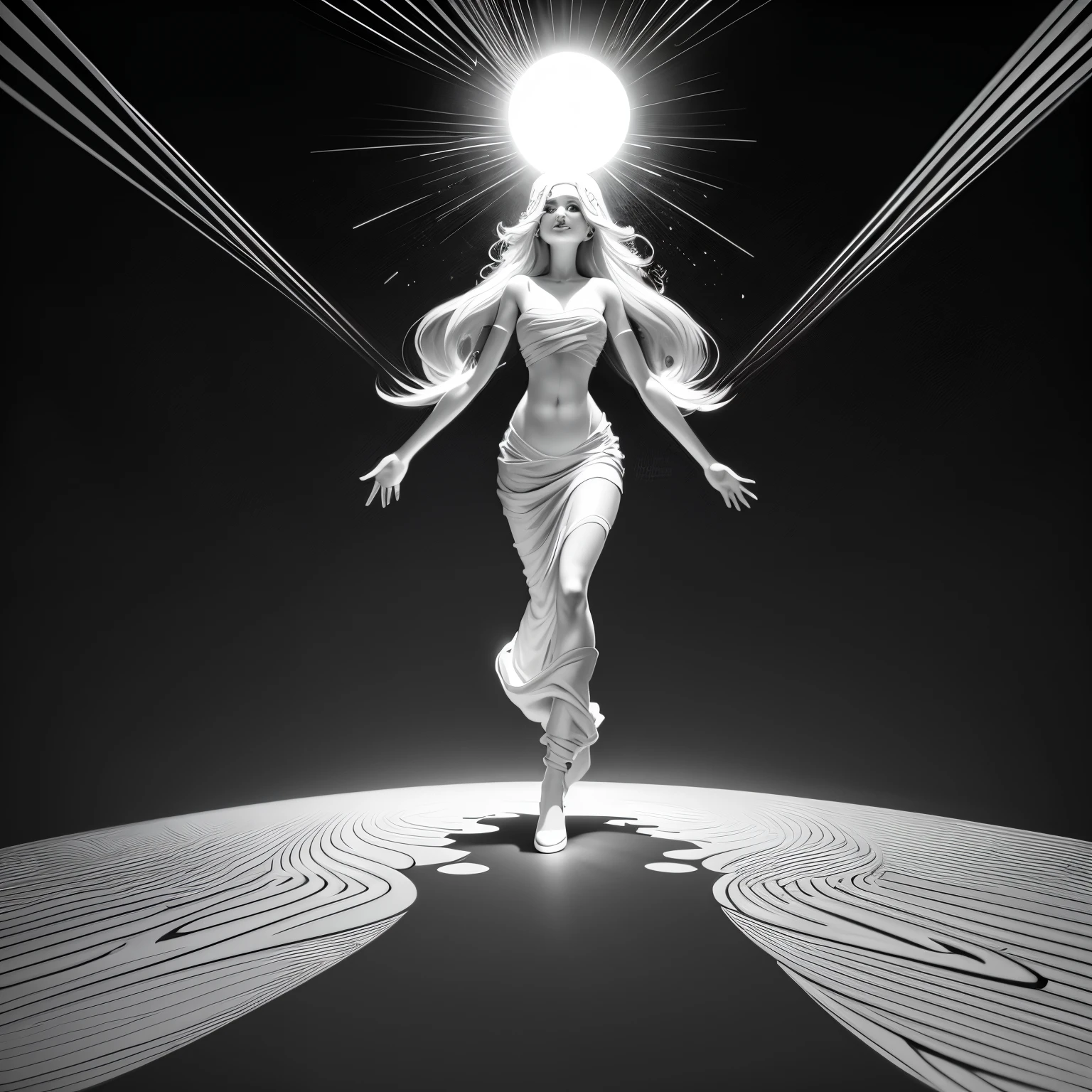 surreal, line art, let there be light