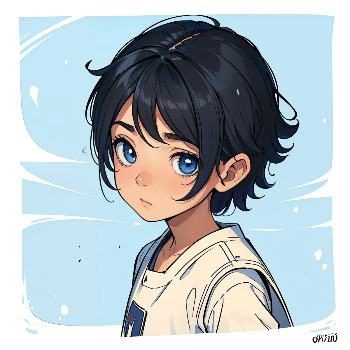 Um menino de 4 anos com cabelos pretos afiados, olhos azuis Ele esta agarrado com uma pilastra de madeira. Fundo taberna. ((Melhor qualidade)) ((olhos bonitos)) ((kid)) uma arte para um jogo de rpg ((ultra hd)) ((olhos azuis))