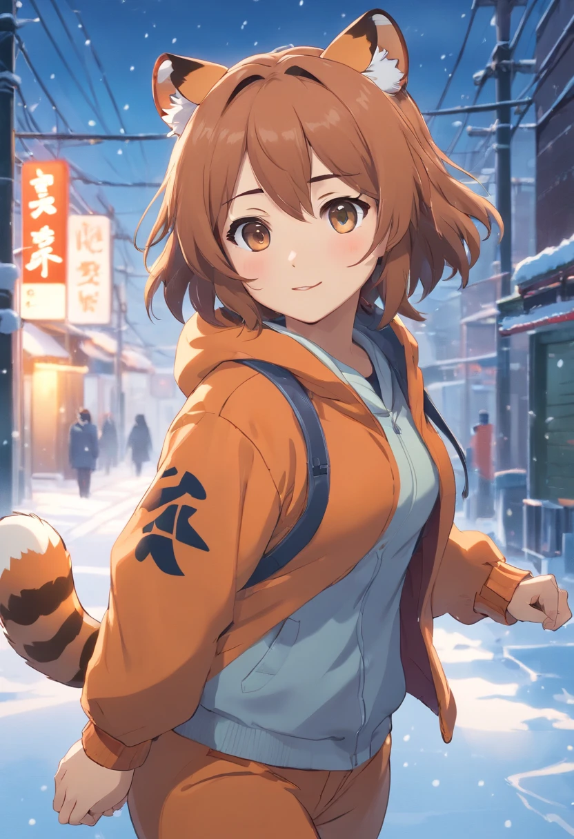 Cute little tiger,Fluffy,chubby,Round rolling,fatness,Vivid expressions,Play in the snow,Bite your own tail,Vivid expressions,Natural soft light,Soft focus filter,ultraclear,hyper-detailing,8K,photore,3 Rendering,bulging face,Round body