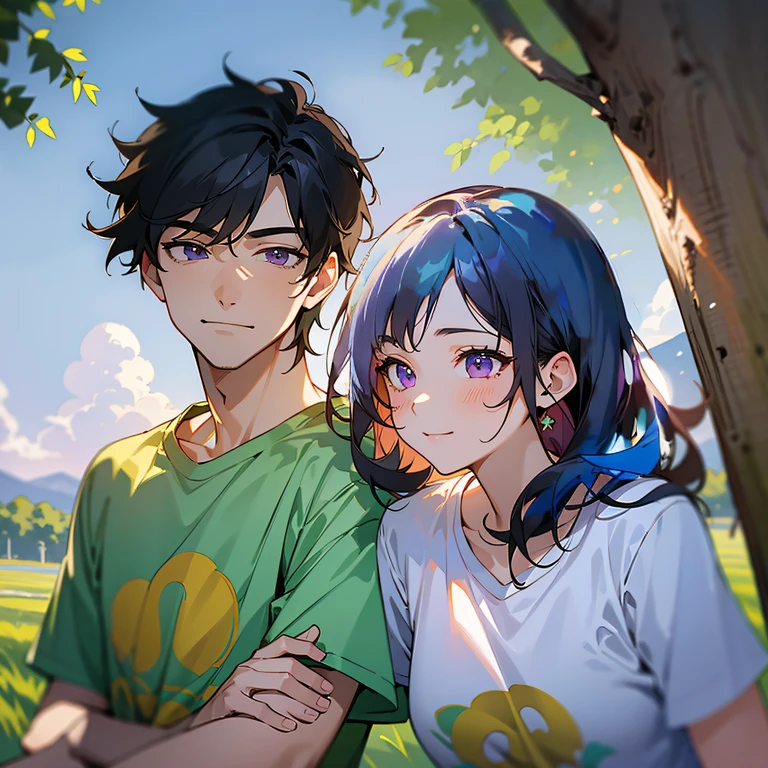 BLUE hair girl, couple kissing