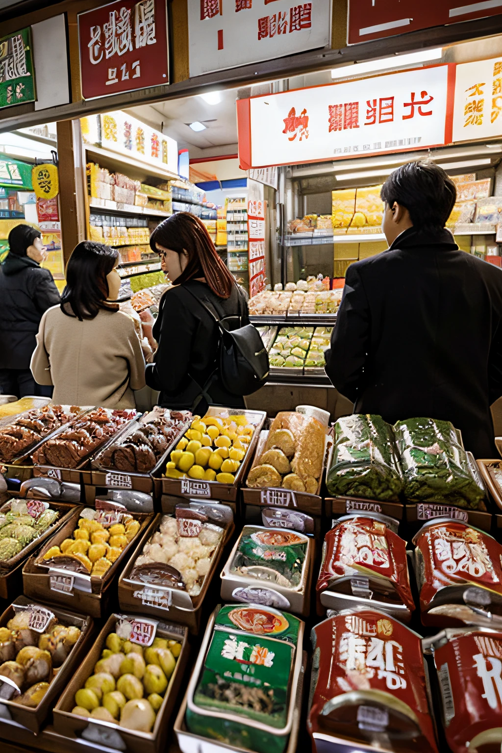 asian market in berlin, realistic photo, inequality