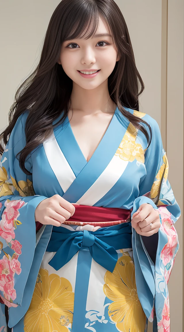(top-quality、masterpiece、very high res、An ultra-high picture quality、High quality pixels)、(1girl in,She is a very beautiful woman、and she is 20 years old、1 person、Single、独奏:1.5)、(She is a very beautiful woman with a beautiful face)、(Beautiful face written in detail,Beautiful body,Strong-willed eyes,Beautiful eyes,Beautiful hair,Beautiful skin texture)、(Beautiful hair quality,Variety of hairstyles)、(Slender body and beautiful breasts)、(Lovely smile,Open mouth)、(Beautiful colored long-sleeved kimono,Furisode Figure,Furisode wearing,adult-like),(model poses,modelshoot,Magazine shooting,Hair flutters under the influence of the wind),The wind is blowing、Beautiful Art Style,an animated character、(The whole picture、Detailed picture、accurate anatomy、Defect-free images、extremely detailed picture、Accurate images、image perfect)、(Best Shot Photo 1.2)