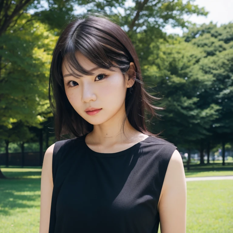 Photorealistic, CinemaScope, FilmSteel, naked 32 years old japanese woman, feminin, messy hair, fine sky, Dramatic, bumps on the skin