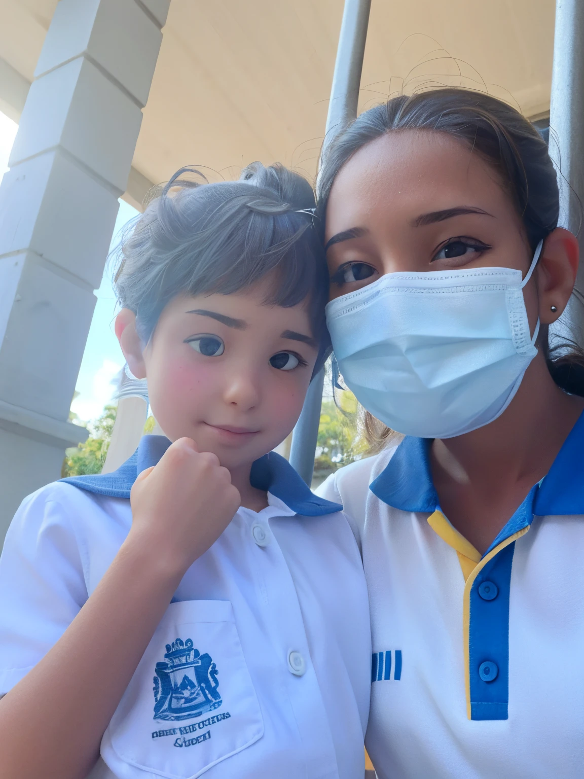 A girl with another cute small girl