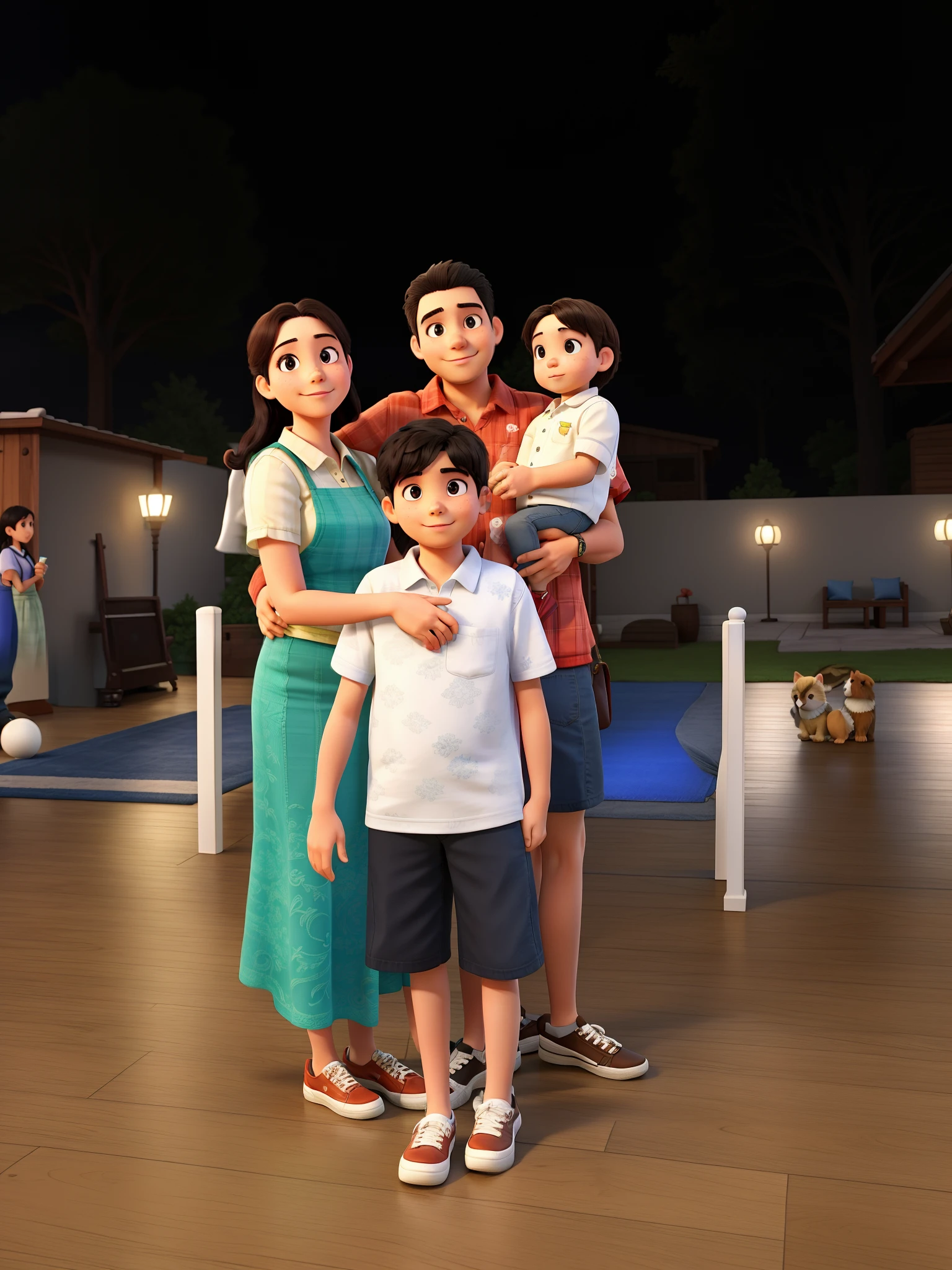 A family gathered to take a photo