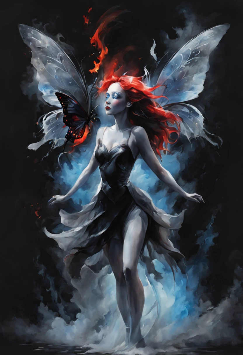 fiery red heart of love and mystical butterfly on black and blue misty smoky background, watercolor, black background,
Style by Gabriele Dell'otto, AI Midjourney, bright saturated colors, watercolor, oil paints, HDR, 500px, 4k,