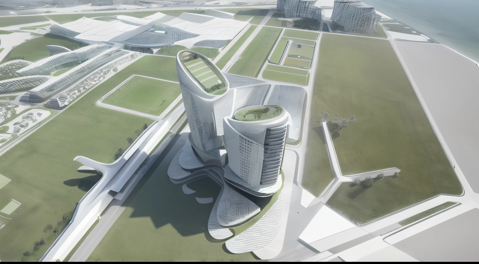 there is a cell phone that is plugged into a charger, in style of zaha hadid, two organic looking towers, 3d rendered model, circular towers, with towers, 3d concept render, 3 d concept render, architectural concept, concept render, architecture render, in style of zaha hadid architect, inspired by Zaha Hadid, futuristic architecture concept, 3 d renders