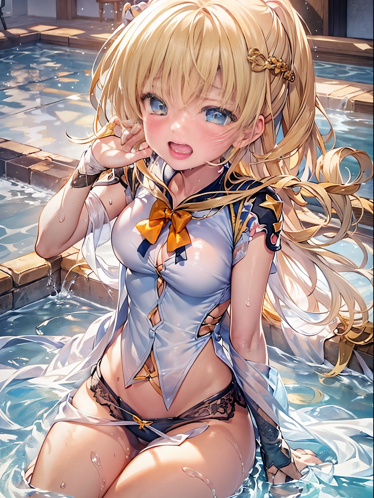 1girl in, lightsmile, Shiny skin, Best Quality, masutepiece, (Game CG:1.4), NSFW, Detailed beautiful face and eyes,爆乳、Lingerie with a small area, sailorvenus, I could feel the battle, Serious, Cowboy Shot、large full breasts、Full Moon Night、starrysky、((Best Quality)), (Ultra-detailed), (extremely detailed CG unified 8k wallpaper), Highly detailed, High-definition raw color photos, Professional Photography, ((Beautiful big breasts)), Amazing face and eyes, (Uniform with open chest), (See-through panties:1.2),、、 giantess art, a macro giantess, Crying expression Opening Mouth Squinting eyes Jockey Boots thrust out one's hip Open your legs laying on back Full body painting Put your hand on your crotch Underarm is visible Long boots below the knee Raw feet Open your crotch bend knee お漏らし Yellow water flowing from the crotch full of sweat Leotards are wet and skin visible Soaking in white slime Pool full of white slime indulge