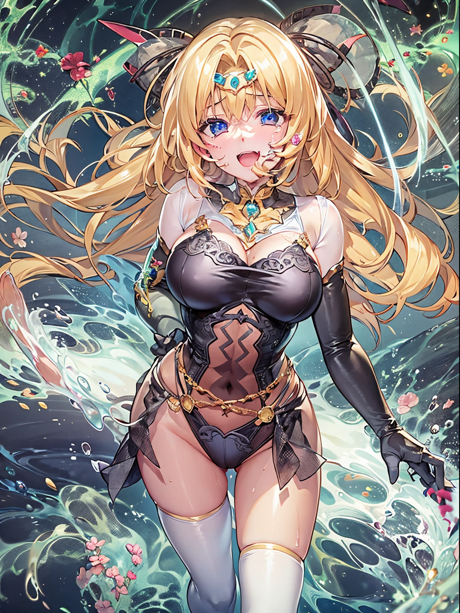 1girl in, lightsmile, Shiny skin, Best Quality, masutepiece, (Game CG:1.4), NSFW, Detailed beautiful face and eyes,爆乳、Lingerie with a small area, See-through underwear、sailorvenus, I could feel the battle, Serious, Cowboy Shot、large full breasts、Full Moon Night、starrysky、((Best Quality)), (Ultra-detailed), (extremely detailed CG unified 8k wallpaper), Highly detailed, High-definition raw color photos, Professional Photography, ((Beautiful big breasts)), Amazing face and eyes, (Uniform with open chest), (See-through panties:1.2),、、 giantess art, a macro giantess, Crying expression Opening Mouth Squinting eyes Jockey Boots thrust out one's hip Open your legs laying on back Full body painting Put your hand on your crotch Underarm is visible Long boots below the knee Raw feet Open your crotch bend knee お漏らし Yellow water flowing from the crotch full of sweat Leotards are wet and skin visible Soaking in white slime Pool full of white slime indulge