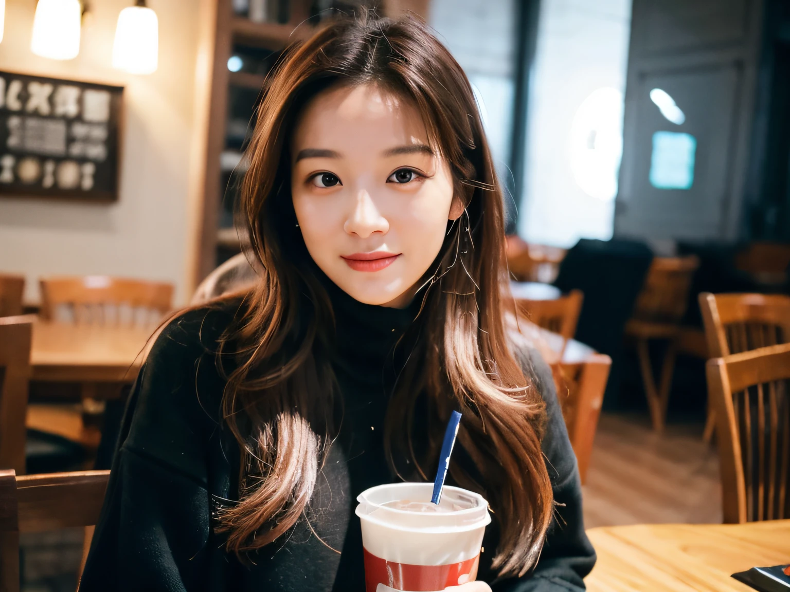 there is a woman with long hair sitting at a table, jaeyeon nam, gorgeous young korean woman, 8k selfie photograph, korean girl, heonhwa choe, korean woman, 2 9 years old, beautiful south korean woman, ash blond greyish hair, 2 7 years old, 2 8 years old, pokimane, with short hair