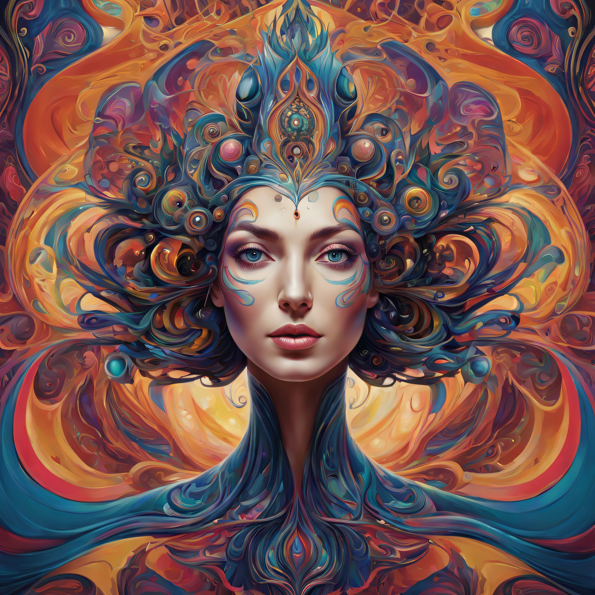 Portrait of a Deep Psychedelic Therapist, Surreal,vibrant with colors, Hallucinogens, the face, iintricate, Elegant, agility, The content is very detailed, digitial painting, art stations, concept-art, Focus sharp, illuminations, datura, Abstract, fractalized, patterned, Creative, art stations, vector, accurate lines,Elegant curves。(best quality,4k,8k,highres,masterpiece:1.2), ultra-detailed, realistic:1.37。