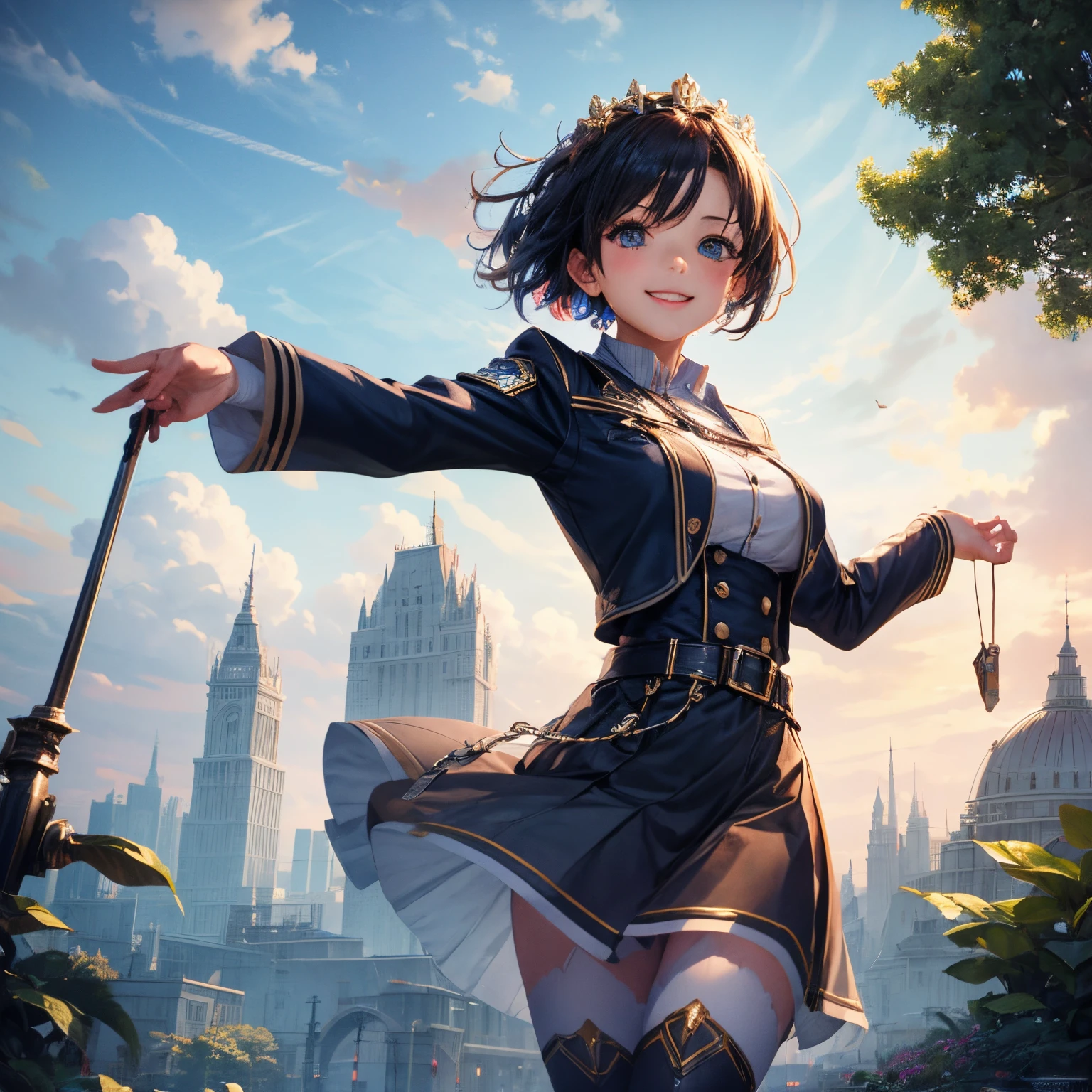 a beauty girl,Cute uniform,Cute jacket,A smile,girl,top-quality,Colossal tits,masterpiece,Excellent style,Erotic Cute,超A high resolution,beautiful a girl,Lovely girl,multicolored hair,Loose Knee High Socks,HD image quality,Beautiful eyes,Perfect Beautiful Girl,Midnight、Hold your phone in your right hand、moonlights