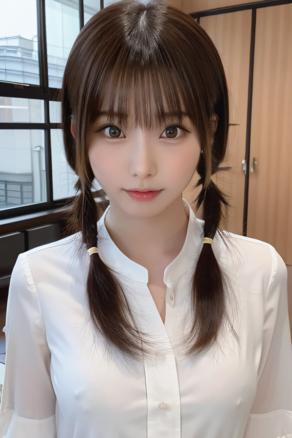 Best Quality Detail:1.2, hentail realism, 8K UHD, hight resolution, 1girl in:1.2, The ultra-detailliert, High quality textures, intricate detailes, detaileds, Very detailed CG, High quality shadows, Detail Beautiful delicate face, Detail Beautiful delicate eyes, depth of fields, Ray traching, in her 20s, Beautiful Pop Girl, Korean Urzan Face:1.1, Slender face, Urzo-6500-V1.1:0.6, pureerosface_v1, glowing light eyes, teak, Glossy lips, perfect bodies,(layers-Cut、flat chest:1.2)、 Brown hair、((poneyTail:1.5)), Street, Particle, view the viewer, Photorealsitic:1.4, ultra - detailed, photos realistic, 4K 8K Ultra HD Full Color RAW Photos, Fuji Film(Medium format:1.2), hasselblatt:1.2, Carl zeiss:1.1, Incredible dynamic range photography(UTIL_The art of SMUS-768:1.1), hight resolution, High pixel count, clear details, Sharp Images, Natural color reproduction, denoise, High fidelity, quality, Software Improvements, upscaled, Optimization algorithm, Professional-grade grooming、((Shibuya, tokyo prefecture))、‎Classroom、((Beautiful girl in a colorful uniform、))、