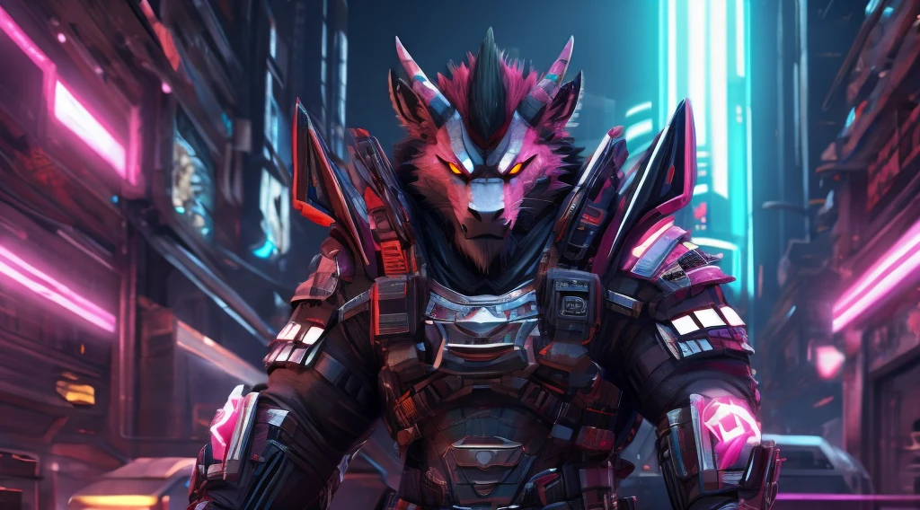 maximum quality, dramatic lighting, menacing pose, fierce expression, epic atmosphere, (((wolf head shaped helmet))), (((tiro de corpo inteiro))),um lobo feito de metal, ciborgue, estilo cyberpunk, mechnical, ((detalhes intrincados)), HDR, ((detalhes intrincados, hiperdetalhado)), incandescent bulbs, Cinematic Shot, vinheta, bokeh efeito beckground, (Caninos), (tiro de corpo inteiro).