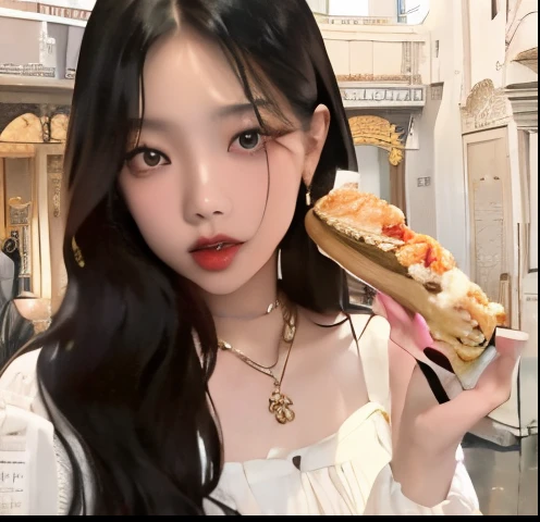 Araffe girl with long black hair holding a piece of food, Mukbang, Ulzzang, Lalisa Manobal, Resinas, jennie blackpink, Comer, tzuyu de duas vezes, ✨🕌🌙, aesthetic!!!!!! female genie, Bae Suzy, 👅 👅, Jaeyeon Nam, coreana, Lalisa Manoban do Blackpink