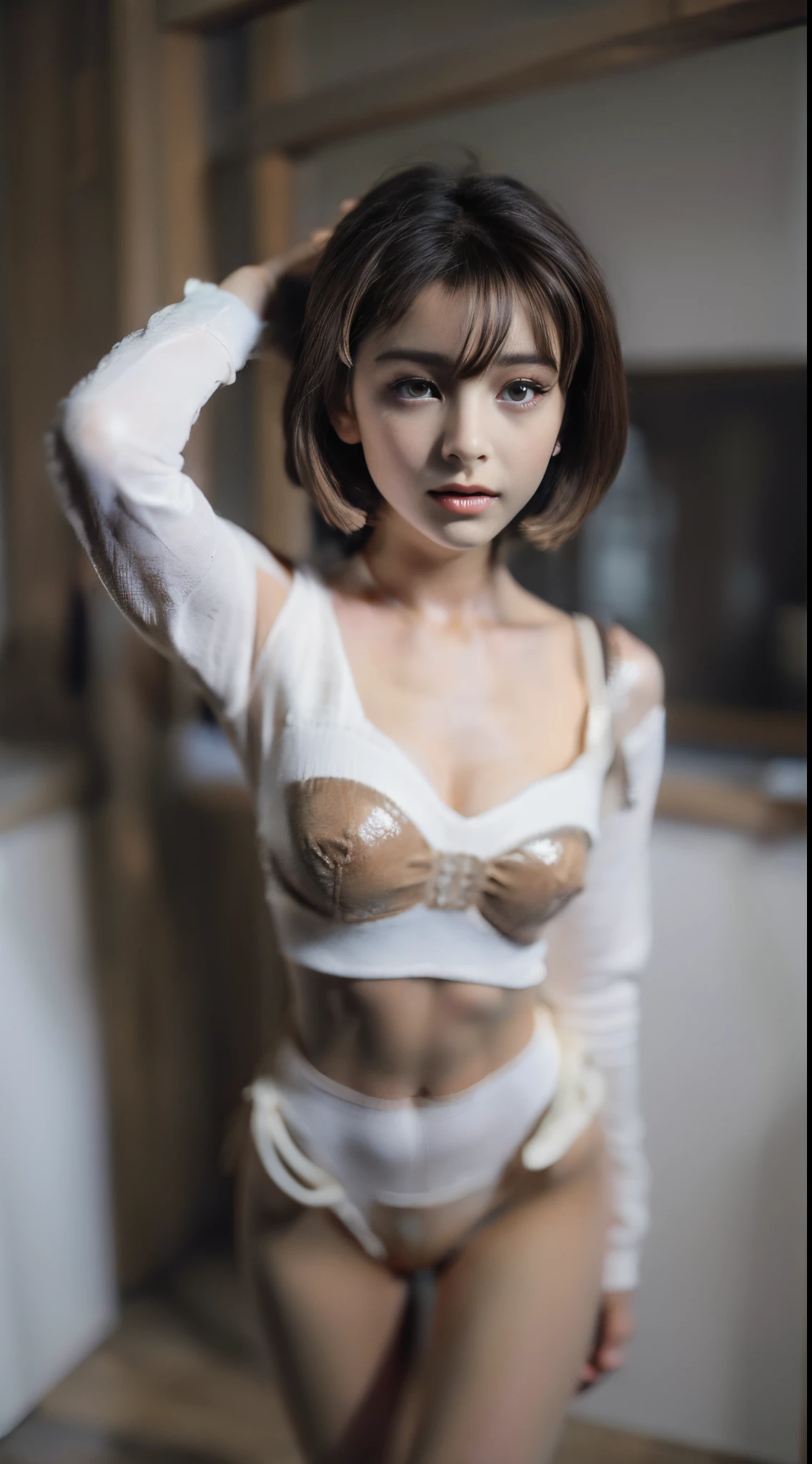 Skin fortnite feminim with brown cheveux foncé long et lisse, avec des yeux marrons.