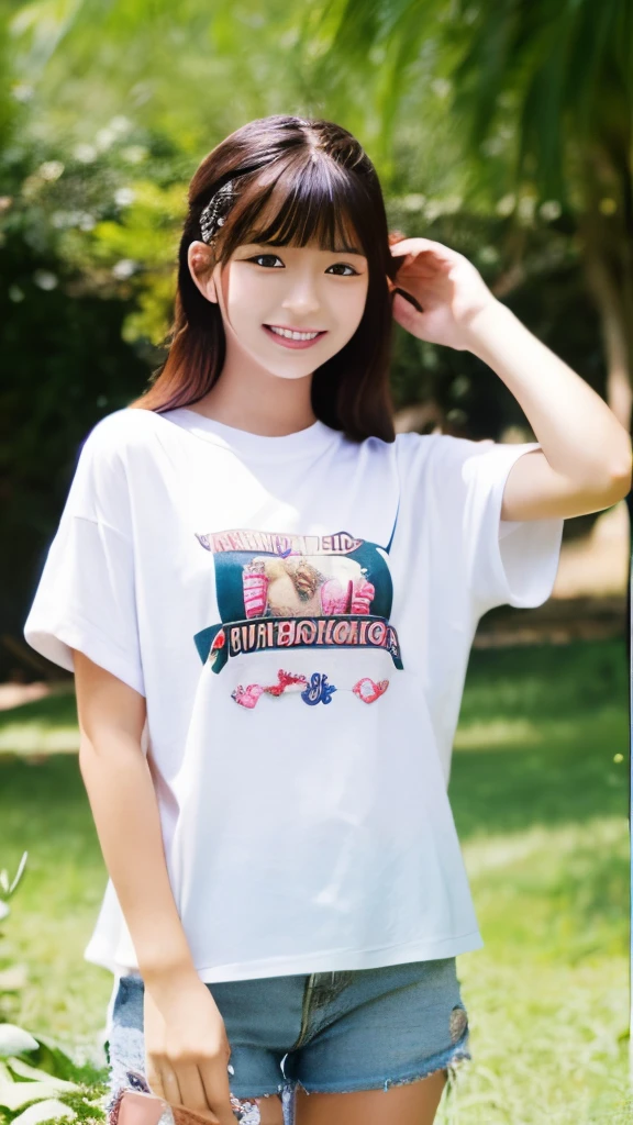 Bright girl、age19、white t-shirts、Resorts、kawaii、