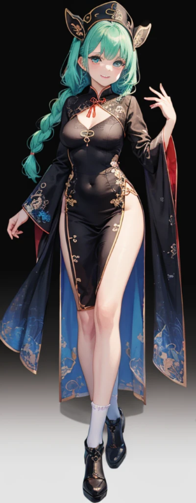 ((最high quality, 8K, masterpiece: 1.3, Ultra HD, high quality, 最high quality, High resolution, realism)) 、22 year old beautiful white woman、Hair color blonde、blue eyeedium hair、straight hair、smile、Slender but well-proportioned muscular body、Athlete-like body type、I don't want my head to disappear from the screen.、Wearing accessories on your wrist、put anklet on ankle、Wearing red nail polish、I have a peticure、is a goddess、It's unparalleled、Art Nouveau landscape on a black background、bewitching look、Erotic Tech((erotic))Costumes