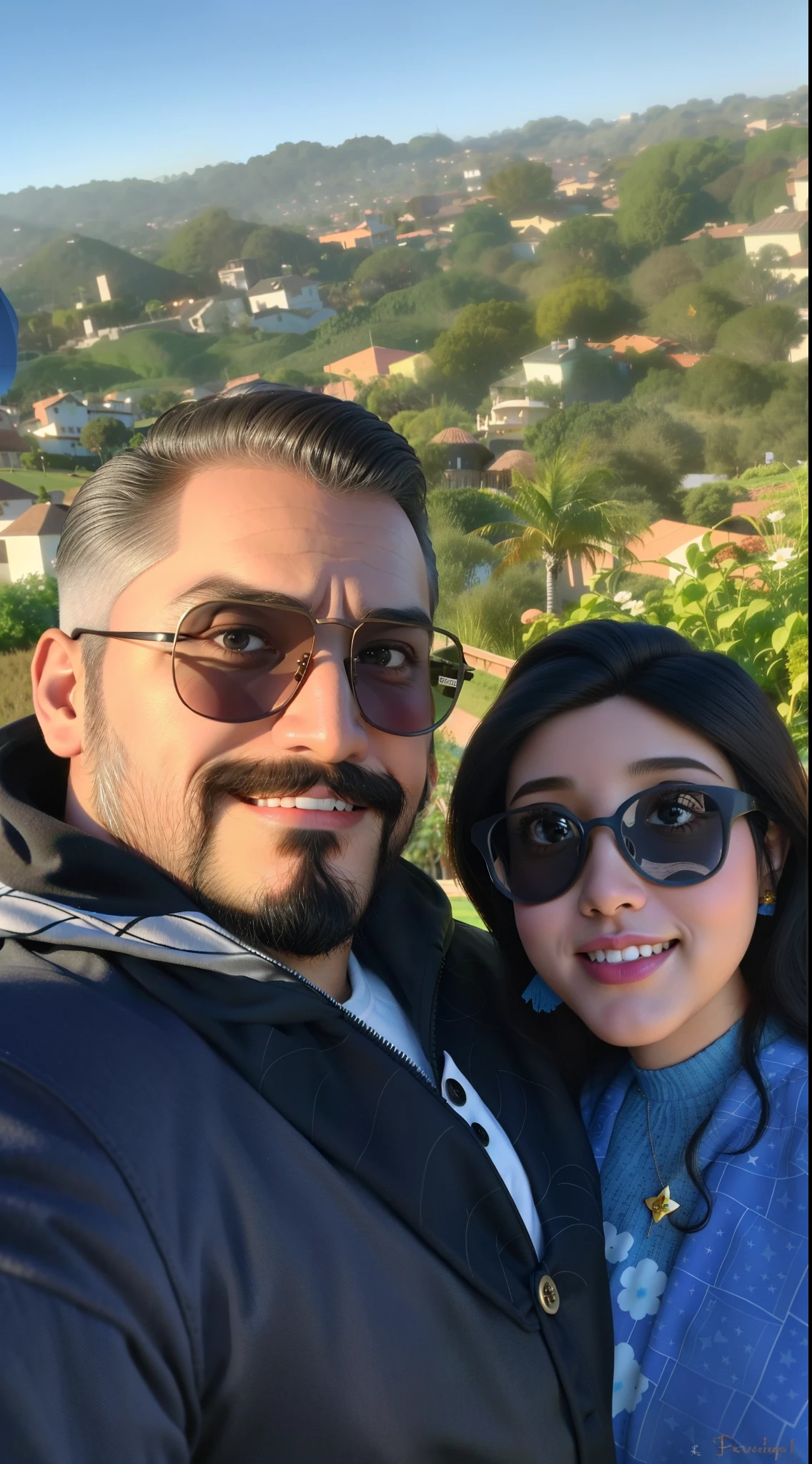Casal estilo disney pixar melhor qualidade alta qualidade. Homem moreno cabelo comprido crespo barba e mulher loira olhos azuis cabelos longos lisos