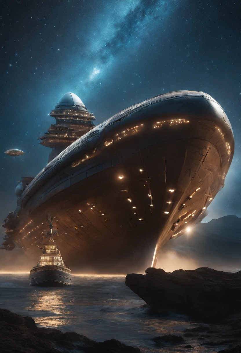Envision an awe-inspiring scene where space Vikings sail the Milky Way in a Viking-style spaceship. Dive into extreme micro-details to capture the intricacies of the futuristic Viking crew, their ship, and the cosmic backdrop.

Highlight the Viking crew's futuristic attire, blending traditional Viking elements with advanced, space-faring technology. Zoom in on the micro-details of their armor, helmets, and weaponry, showcasing the fusion of ancient and futuristic aesthetics.

Emphasize the Viking-style spaceship, capturing every detail from the ornate carvings to the futuristic propulsion systems. Illuminate the ship with vibrant, cosmic colors to enhance the fantastical and otherworldly atmosphere of their interstellar journey.

Consider the cosmic backdrop, integrating swirling galaxies, nebulae, and distant stars into the scene. Utilize extreme micro-details to showcase the celestial wonders as the Viking spaceship sails through the vastness of the Milky Way.

Imagine the Viking crew in action, whether navigating the ship, manning futuristic controls, or engaging in spacefaring activities. Capture the dynamic energy of the scene, emphasizing both the advanced technology and the Viking spirit in their cosmic adventure.

This detailed prompt aims to inspire the creation of an intricately detailed image featuring space Vikings sailing the Milky Way in a Viking-style spaceship, with a focus on extreme micro-details to bring to life the futuristic Viking crew, their ship, and the cosmic wonders surrounding them.