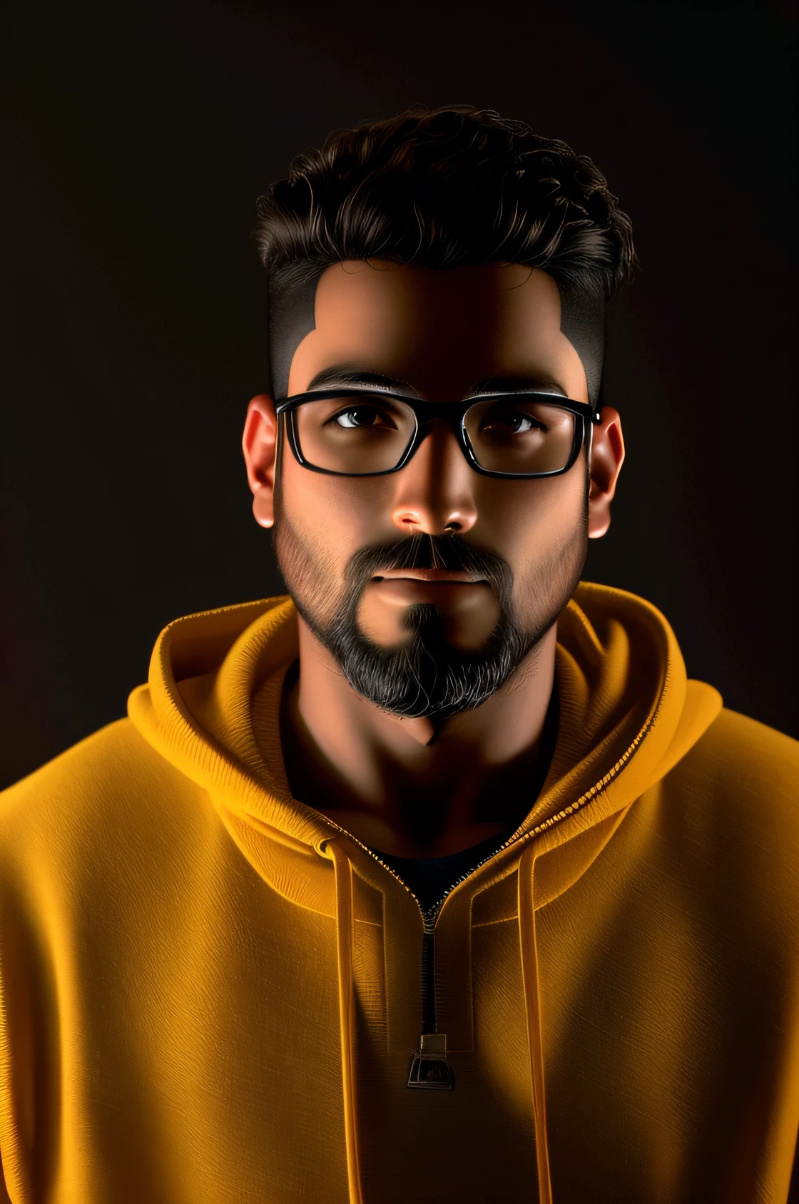 Um homem meio morena barbudo dentro do seu studio fotografico e videomaker,