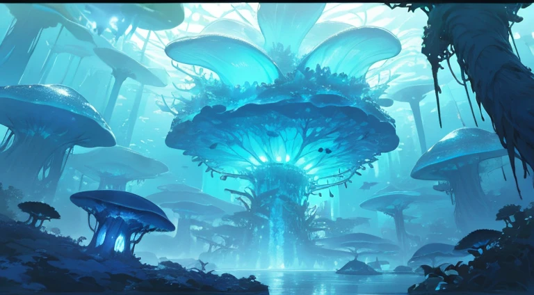 Masterpiece, High Quality, Ocean Forest, City, Fantastic Fantasy, Glowing Plants, Coral Viaduct, (Swarm of Glowing Jellyfish), (Shoal of Fish with Transparent Wings Flying in the Sky), Misty, Extreme Detail, Morning Light, Epic Composition, (Intricate Detail), (Intricate Design, Ultra Detail: 1.2), Art Station, (Masterpiece, Best Quality), Ultra HD, 32k ,castle,1girl --v 6