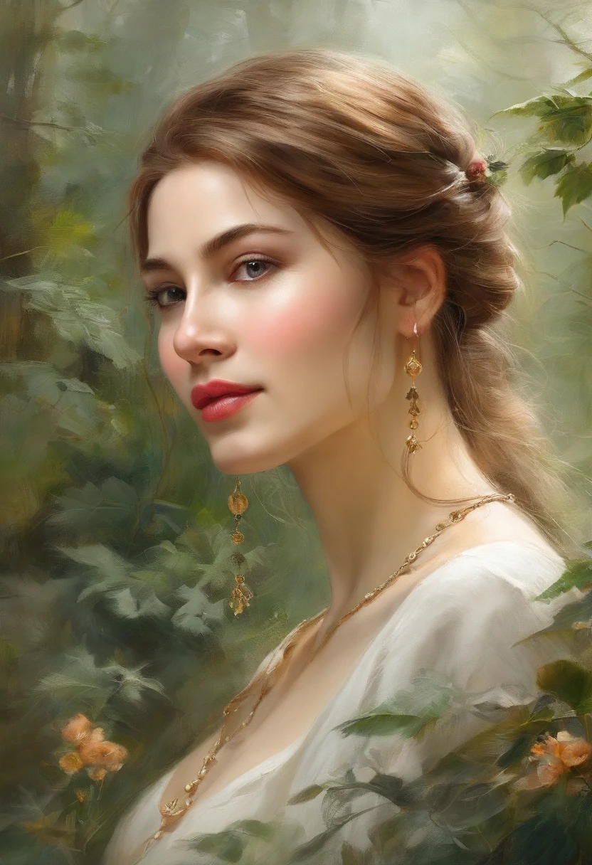 （double contact：1.4），Girl's face，deep forest trees，Close-up cleavage，（（Best quality at best））， （（tmasterpiece））， Enhanced dynamic viewing angle，glowing effect，ultra - detailed，Works of masters，high high quality，8K分辨率，high high quality，ultra - detailed，Detailed pubic hair，Accurate，