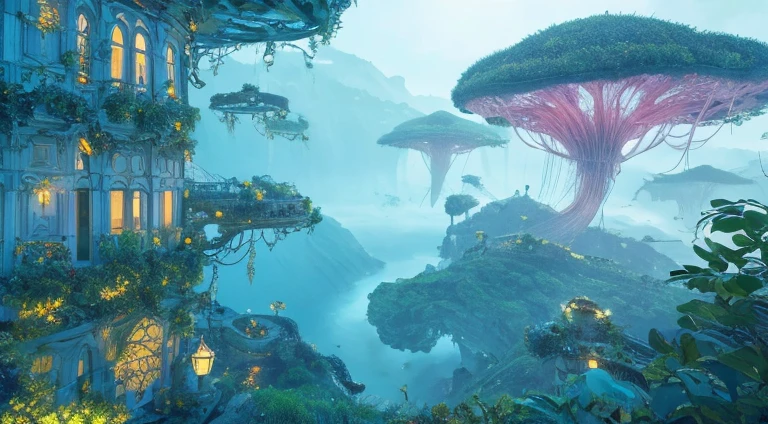 Masterpiece, High Quality, Ocean Forest, City, Fantastic Fantasy, Glowing Plants, Coral Viaduct, (Swarm of Glowing Jellyfish), (Shoal of Fish with Transparent Wings Flying in the Sky), Misty, Extreme Detail, Morning Light, Epic Composition, (Intricate Detail), (Intricate Design, Ultra Detail: 1.2), Art Station, (Masterpiece, Best Quality), Ultra HD, 32k ,castle,1girl --v 6