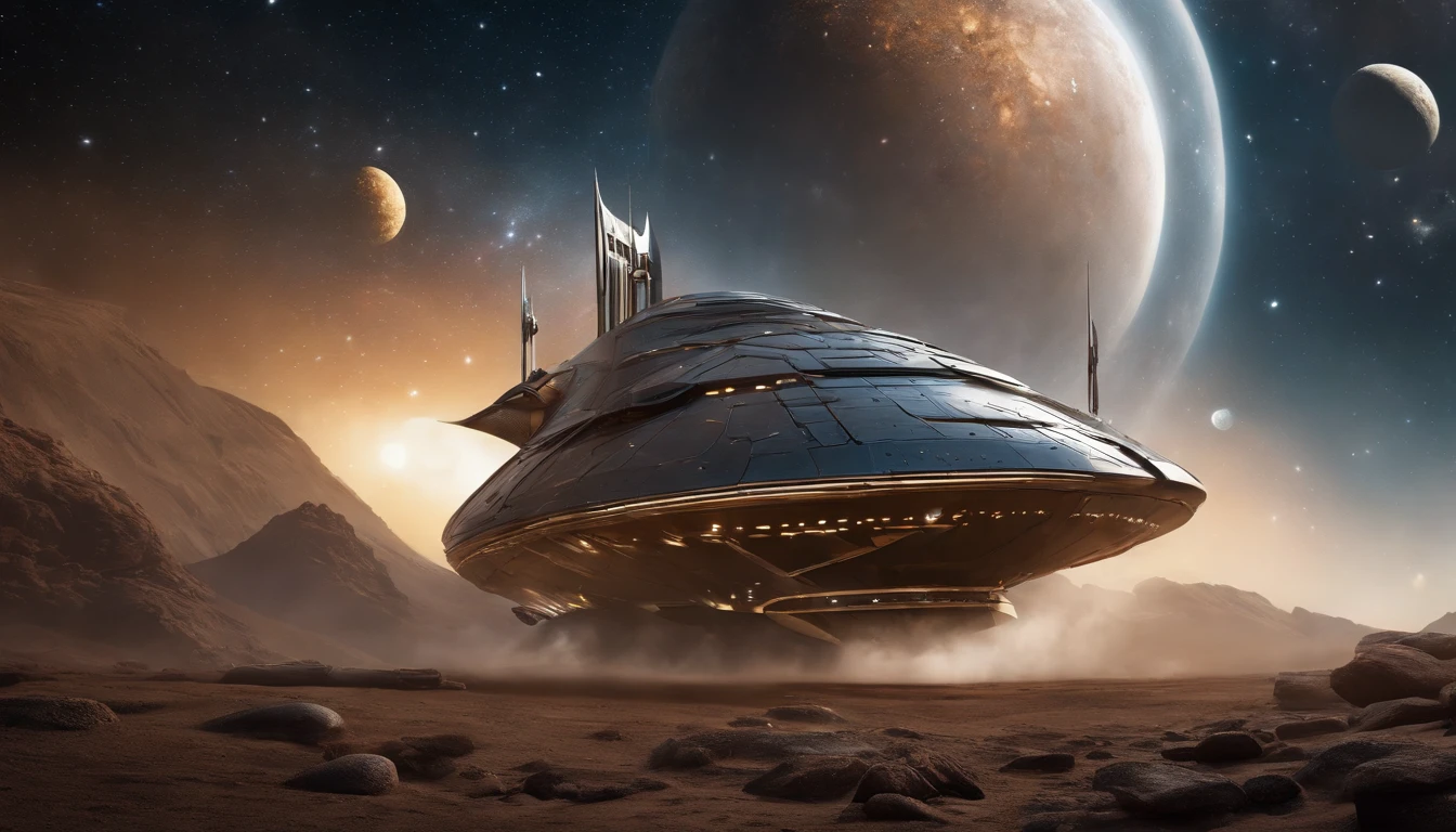 Envision an awe-inspiring scene where space Vikings sail the Milky Way in a Viking-style spaceship. Dive into extreme micro-details to capture the intricacies of the futuristic Viking crew, their ship, and the cosmic backdrop.
Highlight the Viking crew's futuristic attire, blending traditional Viking elements with advanced, space-faring technology. Zoom in on the micro-details of their armor, helmets, and weaponry, showcasing the fusion of ancient and futuristic aesthetics.
Emphasize the Viking-style spaceship, capturing every detail from the ornate carvings to the futuristic propulsion systems. Illuminate the ship with vibrant, cosmic colors to enhance the fantastical and otherworldly atmosphere of their interstellar journey.
Consider the cosmic backdrop, integrating swirling galaxies, nebulae, and distant stars into the scene. Utilize extreme micro-details to showcase the celestial wonders as the Viking spaceship sails through the vastness of the Milky Way.
Imagine the Viking crew in action, whether navigating the ship, manning futuristic controls, or engaging in spacefaring activities. Capture the dynamic energy of the scene, emphasizing both the advanced technology and the Viking spirit in their cosmic adventure.
This detailed prompt aims to inspire the creation of an intricately detailed image featuring space Vikings sailing the Milky Way in a Viking-style spaceship, with a focus on extreme micro-details to bring to life the futuristic Viking crew, their ship, and the cosmic wonders surrounding them.
