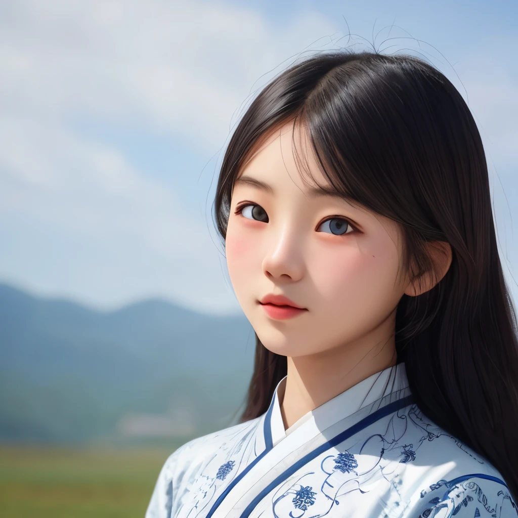 A 20-year-old Tibetan girl with pure appearance and eyes