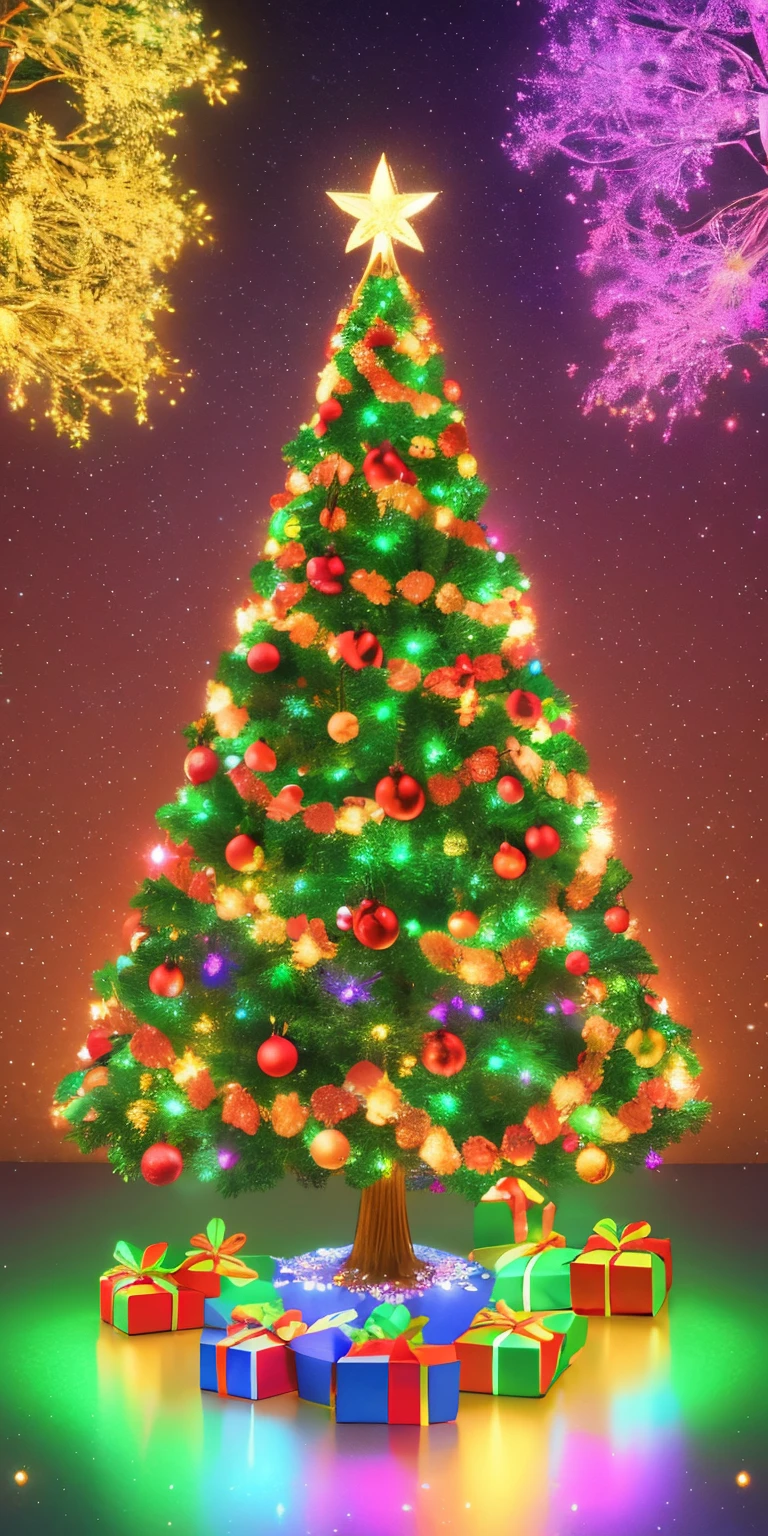 Tree of Life, Christmas version, magical christmas lights colors, cartaz de natal, 3 d,8k, 16:9 , sem fundo --auto --s2