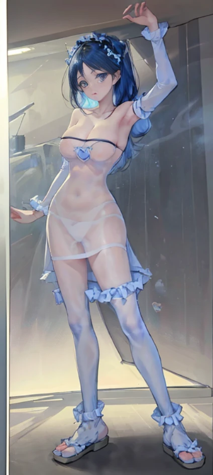 ((Above the shoulder,facial closeups)), Bigboobs, looking at viewert, ultra-realistic realism, Ghibli-style colors, Ghibli-style colors, japanese manga, Standing Picture, angle of view, foreshortening, foreshortening, 8K, super detailing,All women have big breasts,Endless realism, cellshading,,character sheets, reference sheet, Standing Picture, 8K, super detailing, 1080p, Women's HD,femele, 16k, A high resolution, Best quality, high high quality, Anatomically correct, tmasterpiece, Acura, hyper HD,as elegant as a swan,unreal-engine, Ghibli-style colors, japanese manga, Standing Picture, angle of view,battle armor,ssee-through,Lace skirt,Blue hair,Red-eyed,Sexy big breasts,Transparent tulle clothes