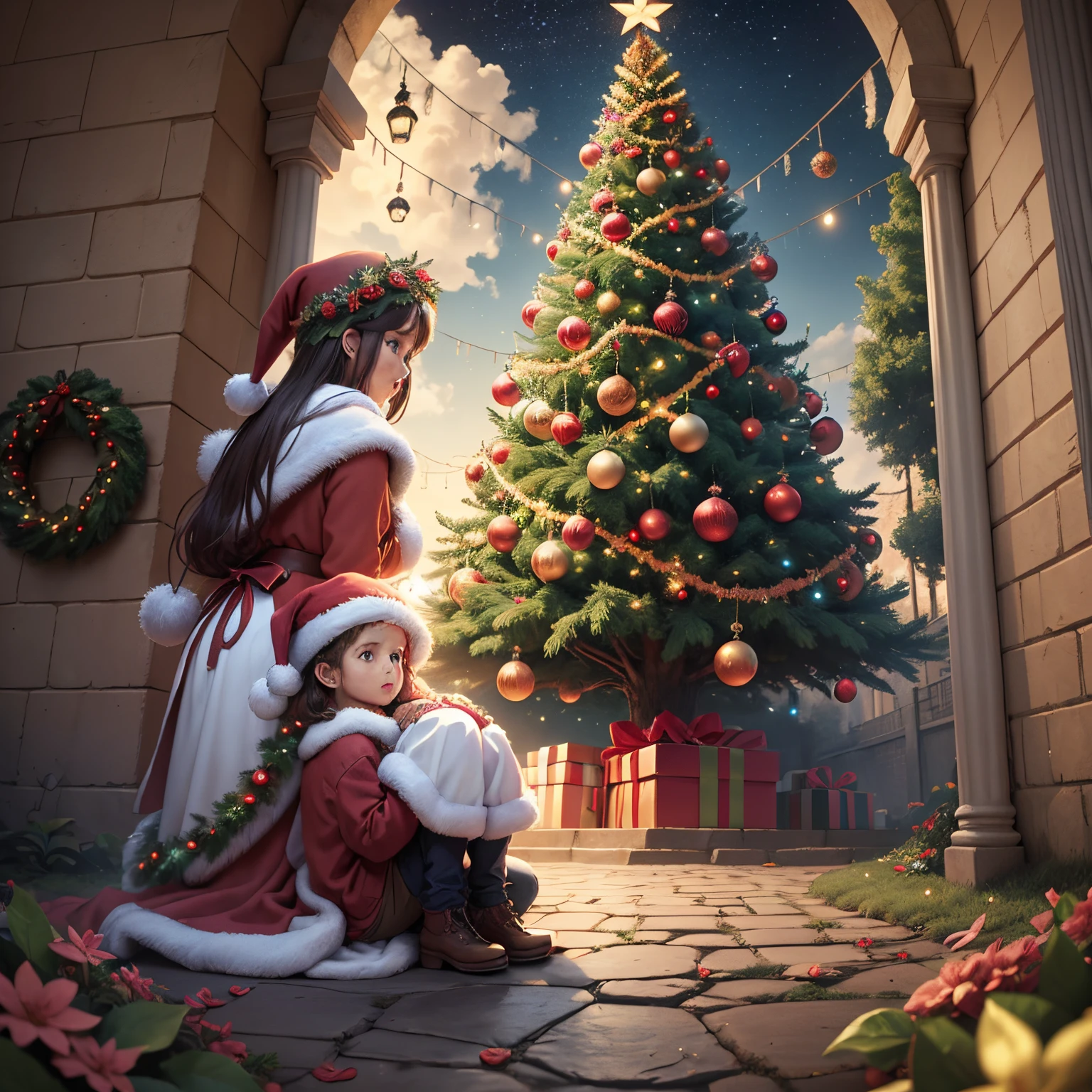 tree of life Christmas version, cartaz de natal, 8k, 16:9 --auto --s2