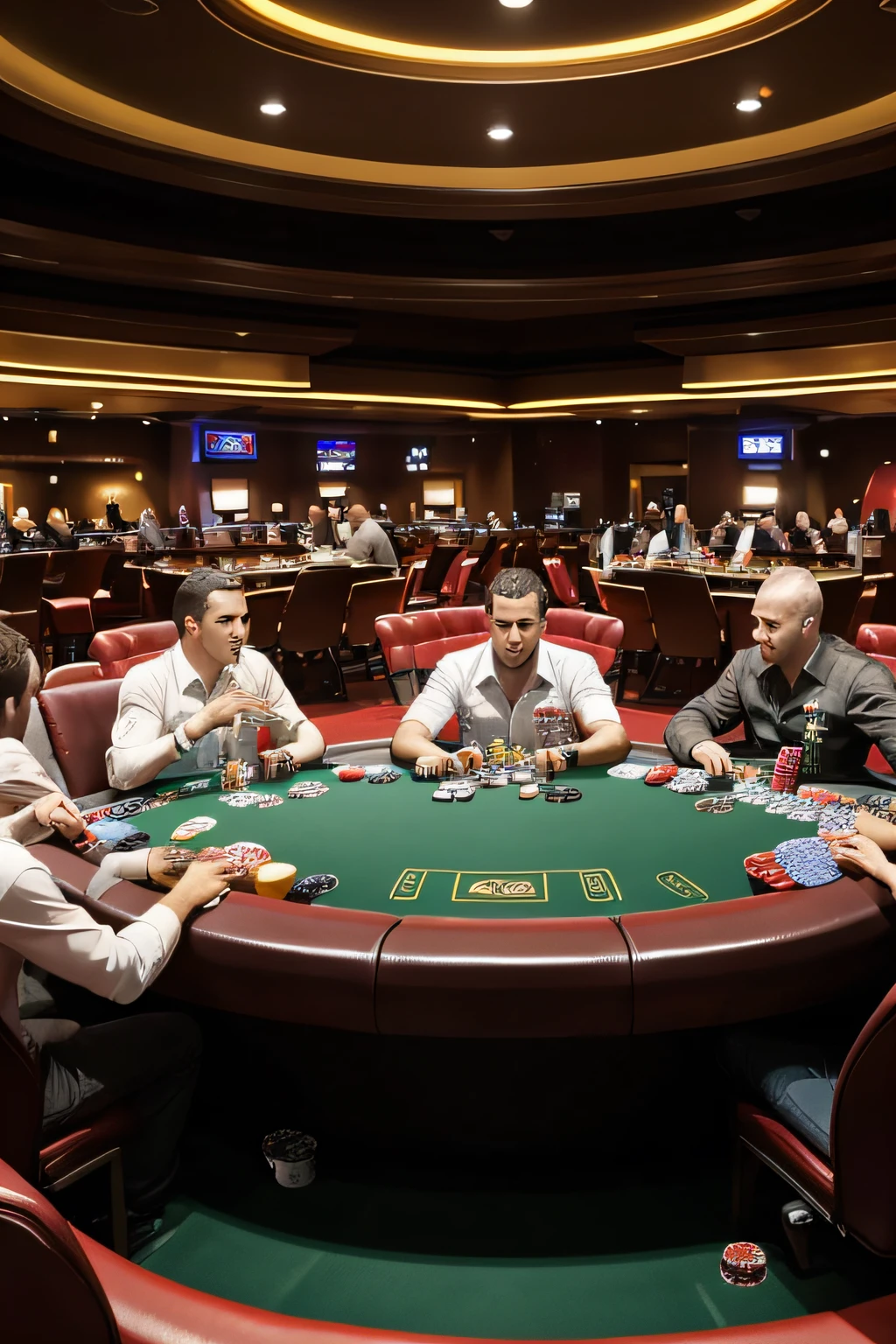 Texas Hold'em poker table 8 players SIT DOWN in a casino