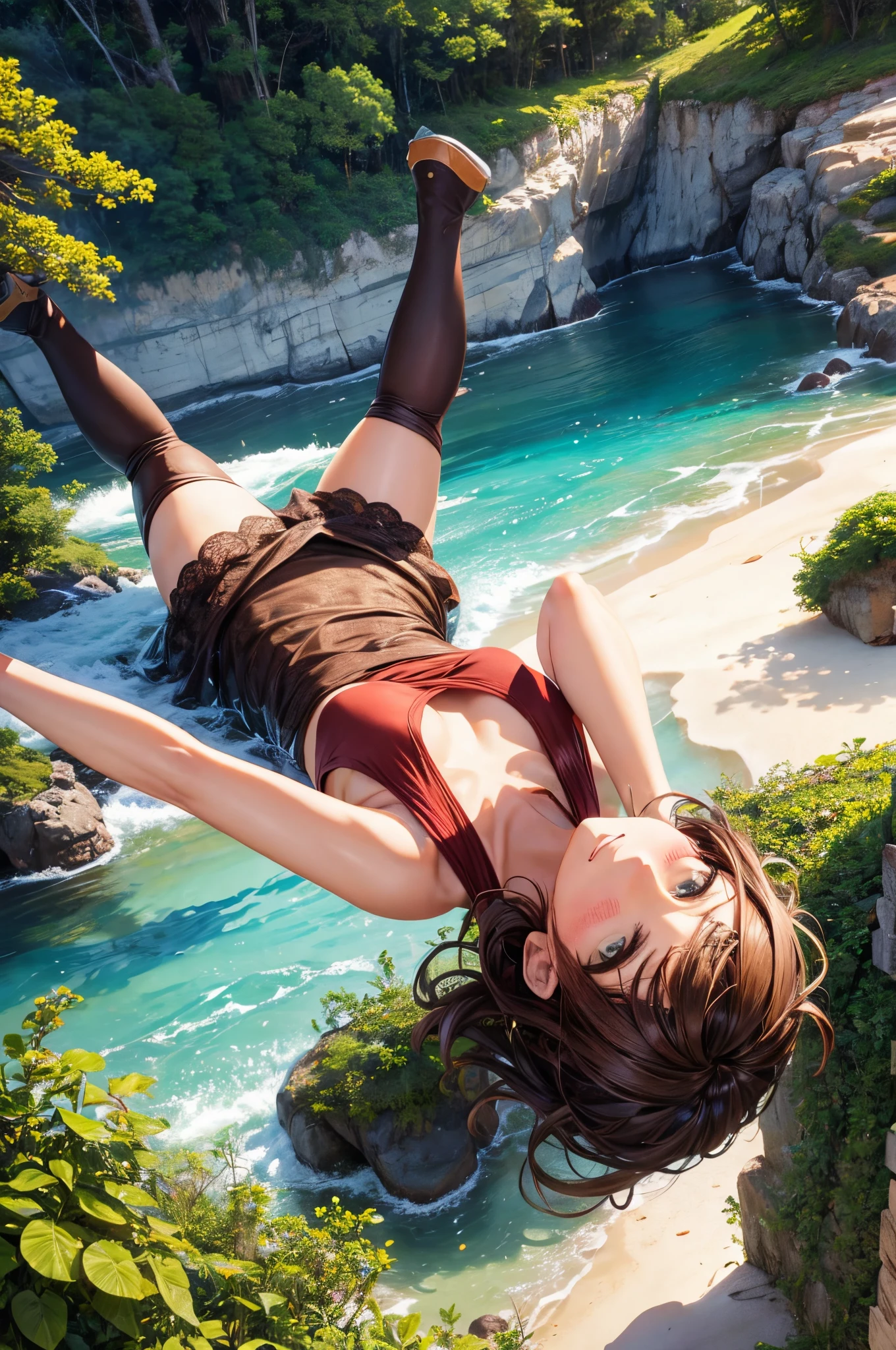 um homem, brown hair, curto, 45 anos em bela paisagem, forma realista