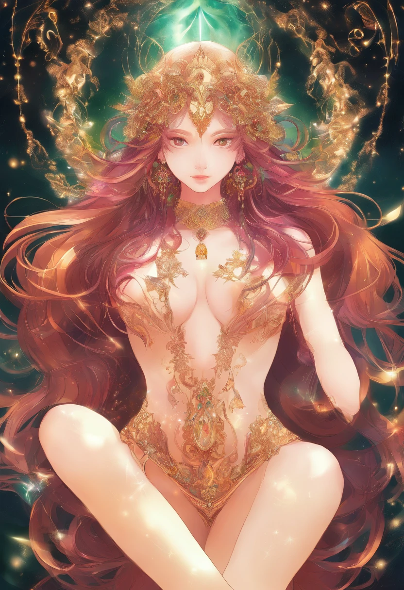 (double contact:1.4),Girl's face,deep forest trees,Close-up cleavage,((Best quality)), ((tmasterpiece)), Enhanced dynamic viewing angle,glowing effect,ultra - detailed,Works of masters,high high quality,8K分辨率,high high quality,ultra - detailed,Detailed pubic hair,Accurate,