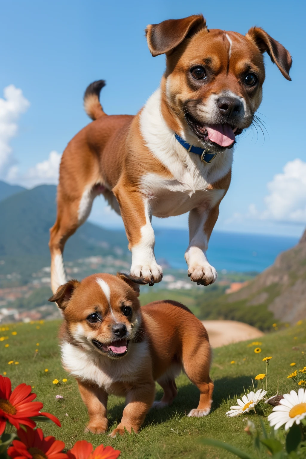 Obra-prima, de melhor qualidade, cachorro raca shitzu marrom com moletom azul claro