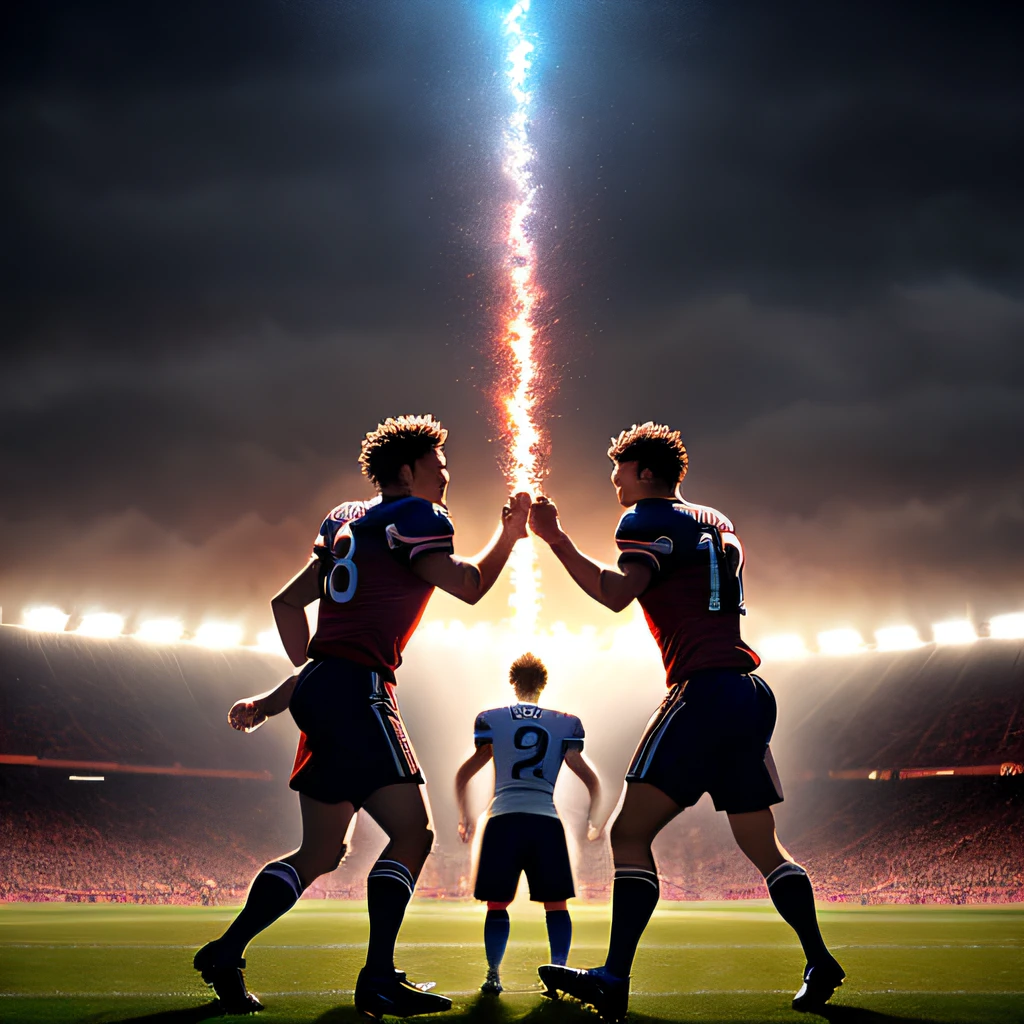 Generate an artistic representation of a Manchester United legend passing the torch to a new generation,surreal oil painting,historic football icons,inspiring and emotional scene,filled with suspense,breathtaking moment,best quality, vivid colors, ultra-detailed,physically-based rendering, masterfully crafted composition, seamless integration of colors with remarkable gradient, magical atmosphere, passionate celebration of football, dynamic movement and expressions, nostalgic ambiance, legendary player's determined gaze, young talents aspiring to greatness, intense competition, magnetic charisma of the football field, dramatic shadows and highlights, stadium glowing under vibrant floodlights, emblematic red hues, a touch of golden light, mesmerizing contrasts, timeless legacy, timeless legacy, heroic journey continued, historical significance, breathtaking action, synchronized movements, iconic poses, atmospheric perspective, glorious triumph, enduring spirit, powerful symbolism, seamless transition between generations, sacred bond, inspiring the next chapter, infinite possibilities, unity and diversity, cherished memories, historical touchstone, collective dreams, football as a universal language, a moment frozen in time.